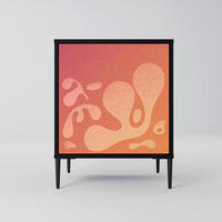 SIDEBOARD IRREGULAR PINK, Schwarz, 57,5x42x72,5 cm, Schwarze Metallfüße - Multicolor/Schwarz, Holzwerkstoff/Metall (57.5/72.5/42cm) - SpaceRebels
