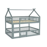 ETAGENBETT Kinder 140x200 Grau mit Treppe und Hochbett - Grau, Holz (140/200cm) - ComfortXL