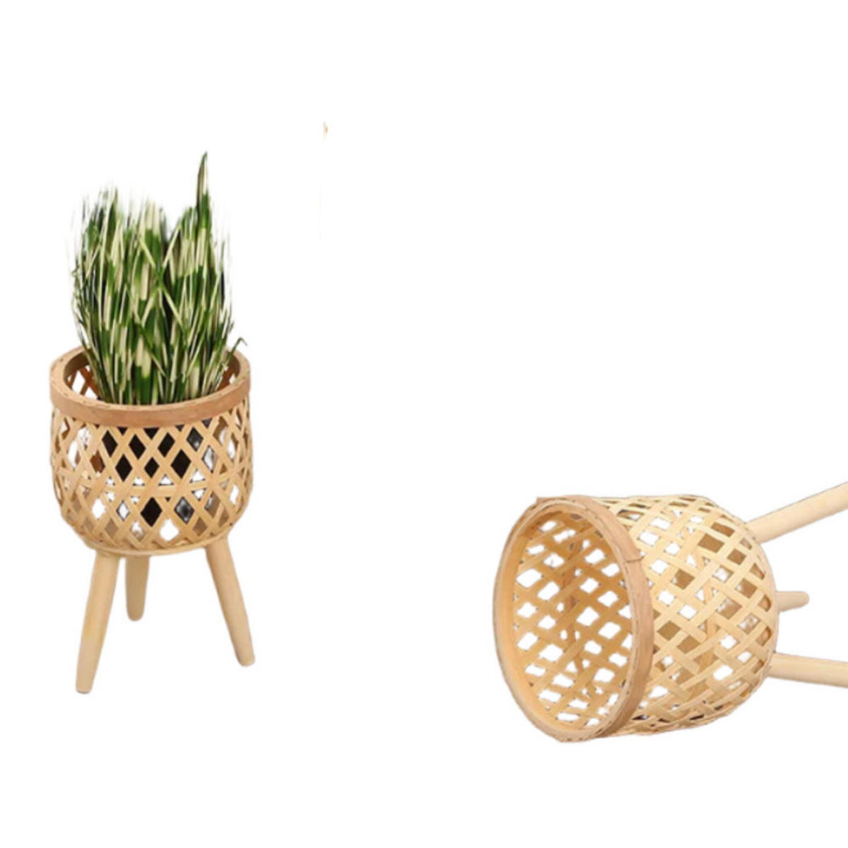 BLUMENTOPF, Bambusflechten, 24 × 43 cm - Hellbraun, Naturmaterialien (24/43cm) - Weltevree