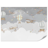 FOTOTAPETE für Kinderzimmer Ballons Wolken Flugzeug Himmel Sterne 250x175 - Multicolor, Papier (250/175cm) - Muralo