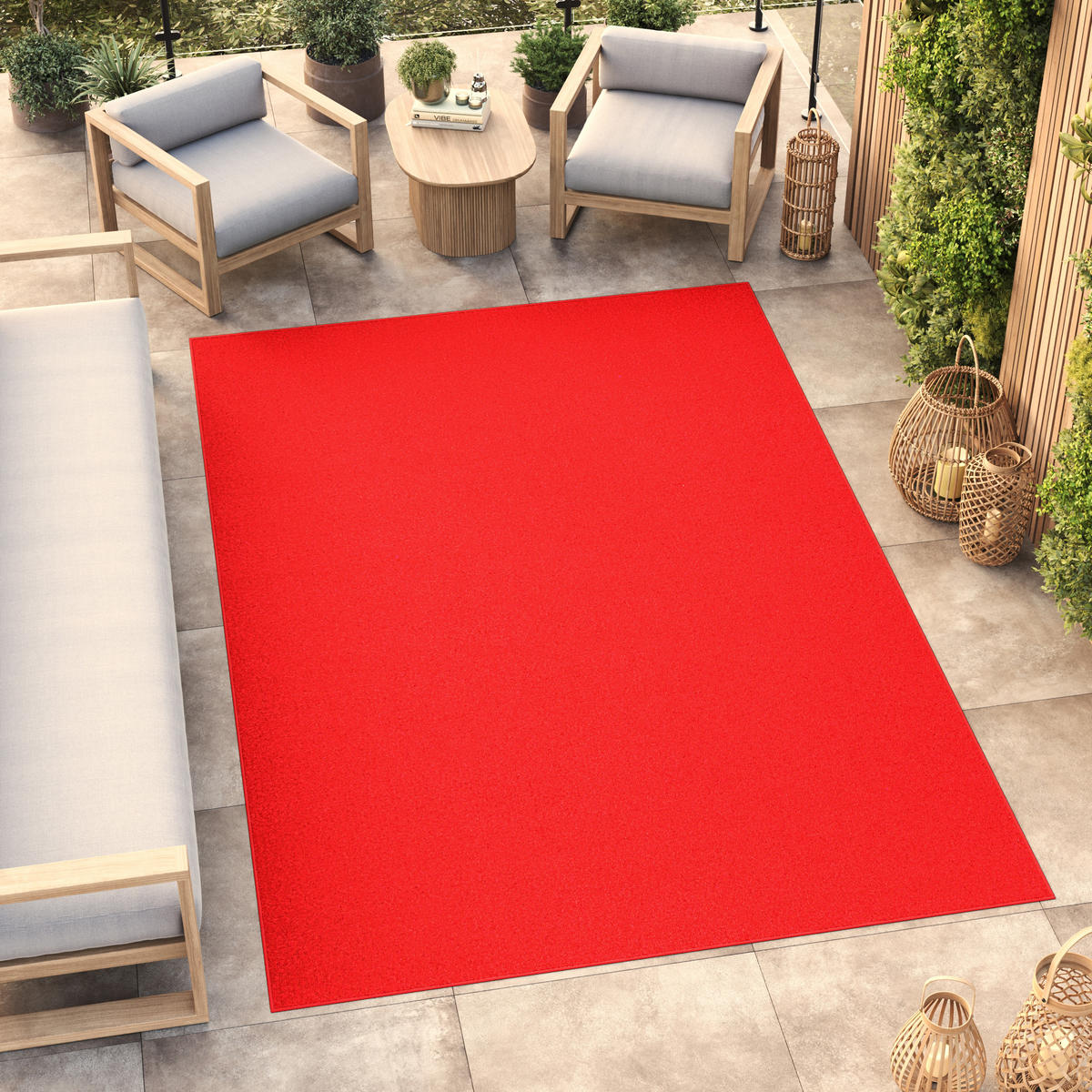 TAPISO MONO Outdoor Teppich Rot 80/150 cm - Rot, Textil (80/150cm) - Tapiso