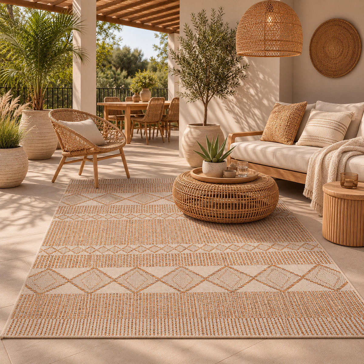 PANAMA IN- UND OUTDOOR TEPPICH - Nussbaumfarben, Textil (80/120cm) - Pergamon