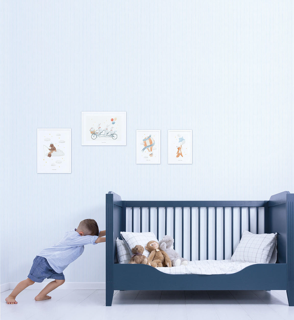 VLIESTAPETE Gentle Friends, Streifen 50 cm x 10 m, blau - Blau, Papier (50/1000cm) - Lilipinso