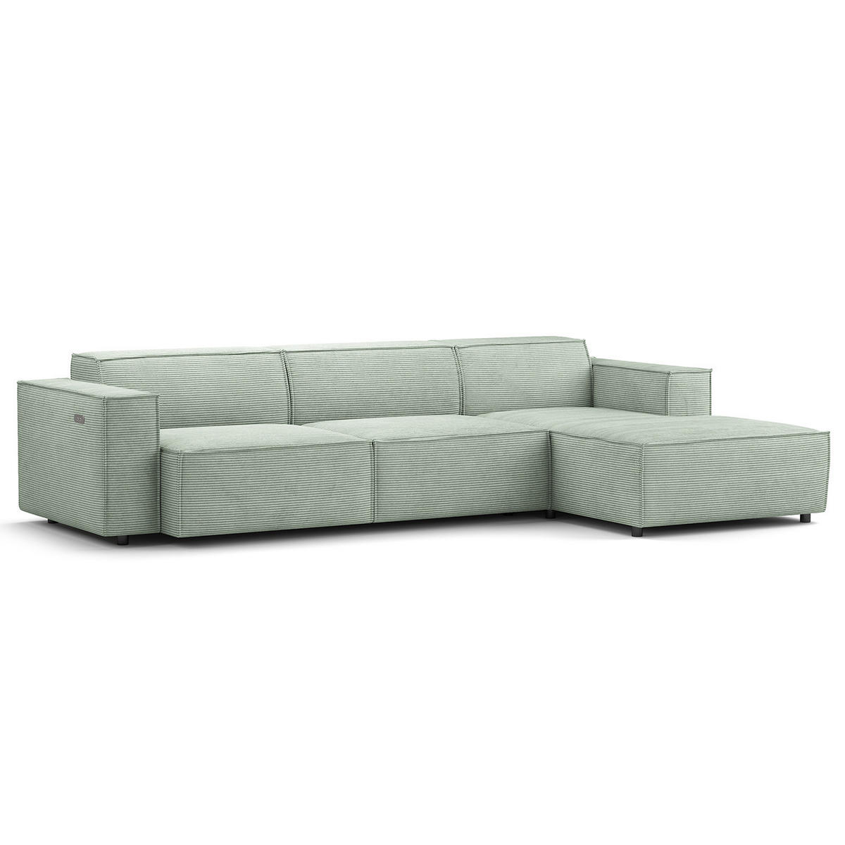 ECKSOFA mit Longchair - Schwarz/Mintgrün, Kunststoff/Textil (294/177cm) - home24