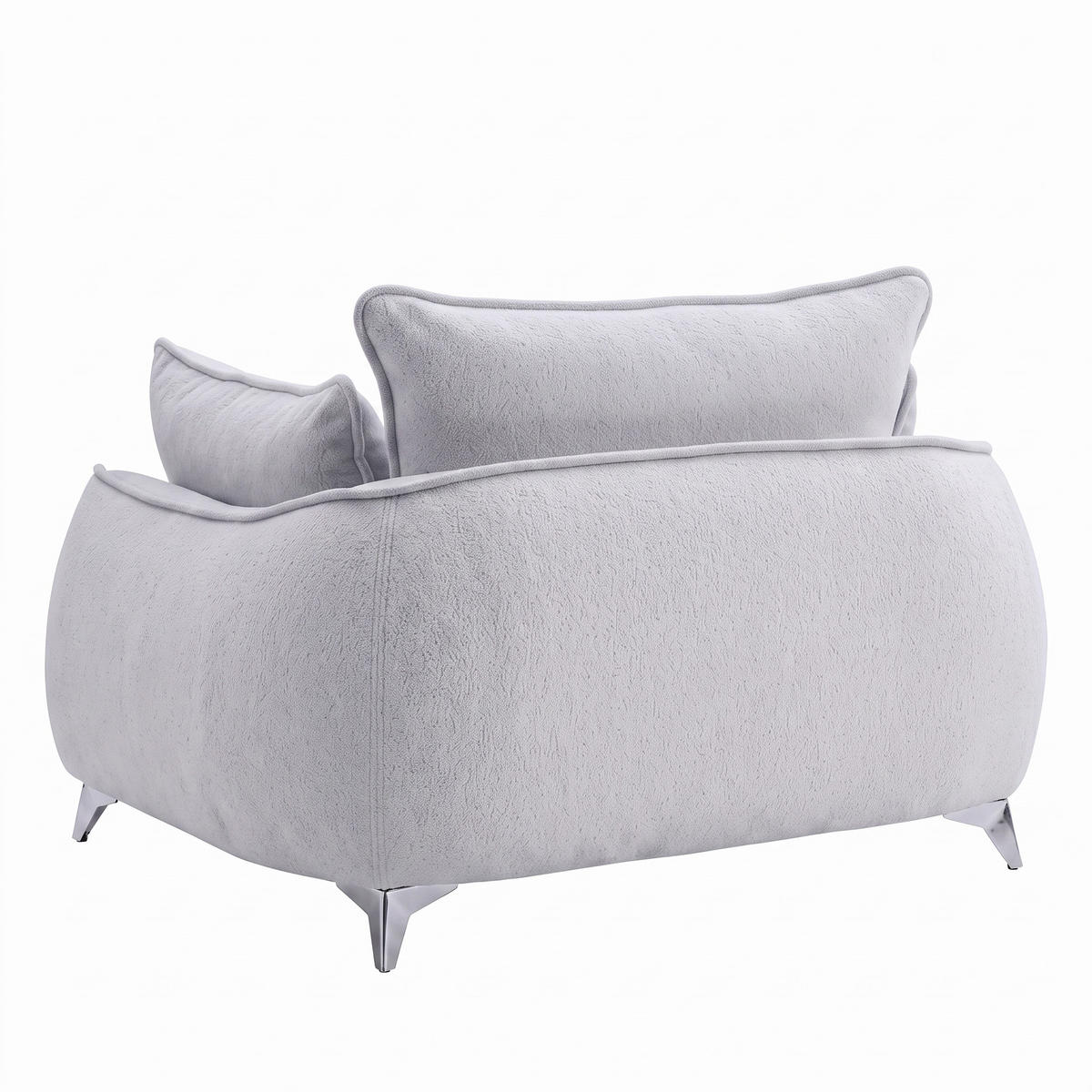SESSEL MELANI Velours Hellgrau - Chromfarben/Hellgrau, Holz/Textil (140/90/85cm) - Muffo
