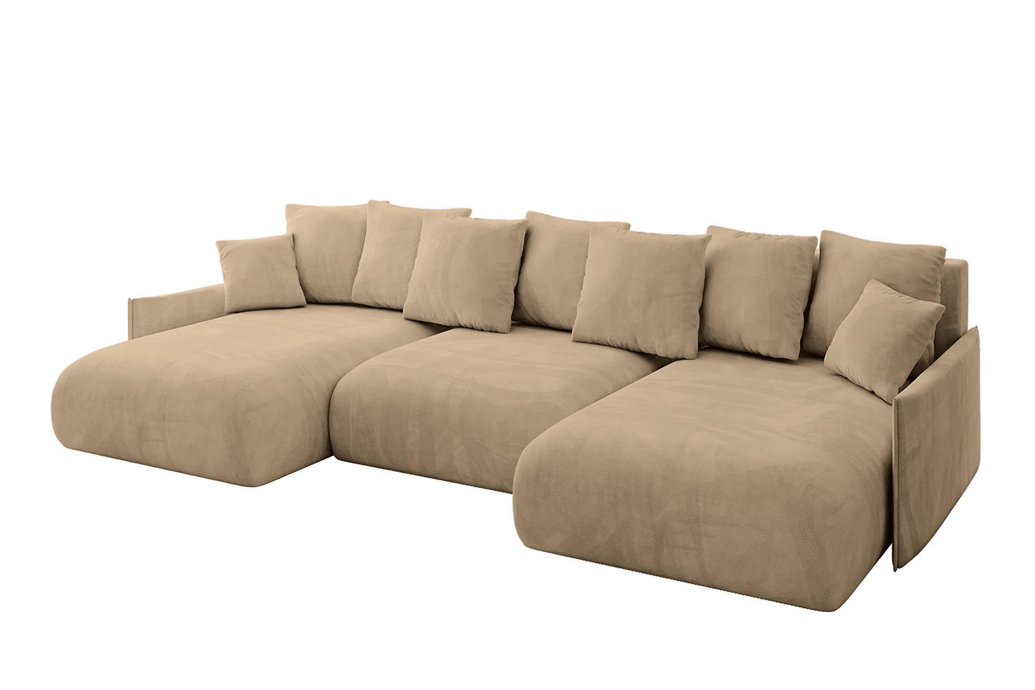 WOHNLANDSCHAFT mit Schlaffunktion und Bettkasten ONESK-U-v1 317x177x72 Beige Velours - Beige, Holzwerkstoff/Kunststoff (317/72/177cm) - ALTDECOR