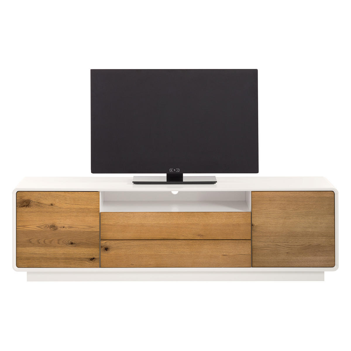 TV-LOWBOARD - Asteiche / Matt Weiß - Braun/Weiß, Holzwerkstoff (188/55/40cm) - home24