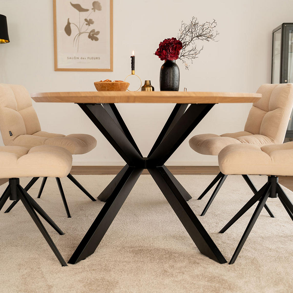 ESSTISCH OVAL AVENTIS - Fishbone Oak, 200 x 120 cm - Braun, Holz (200/120/4cm) - Home Deluxe