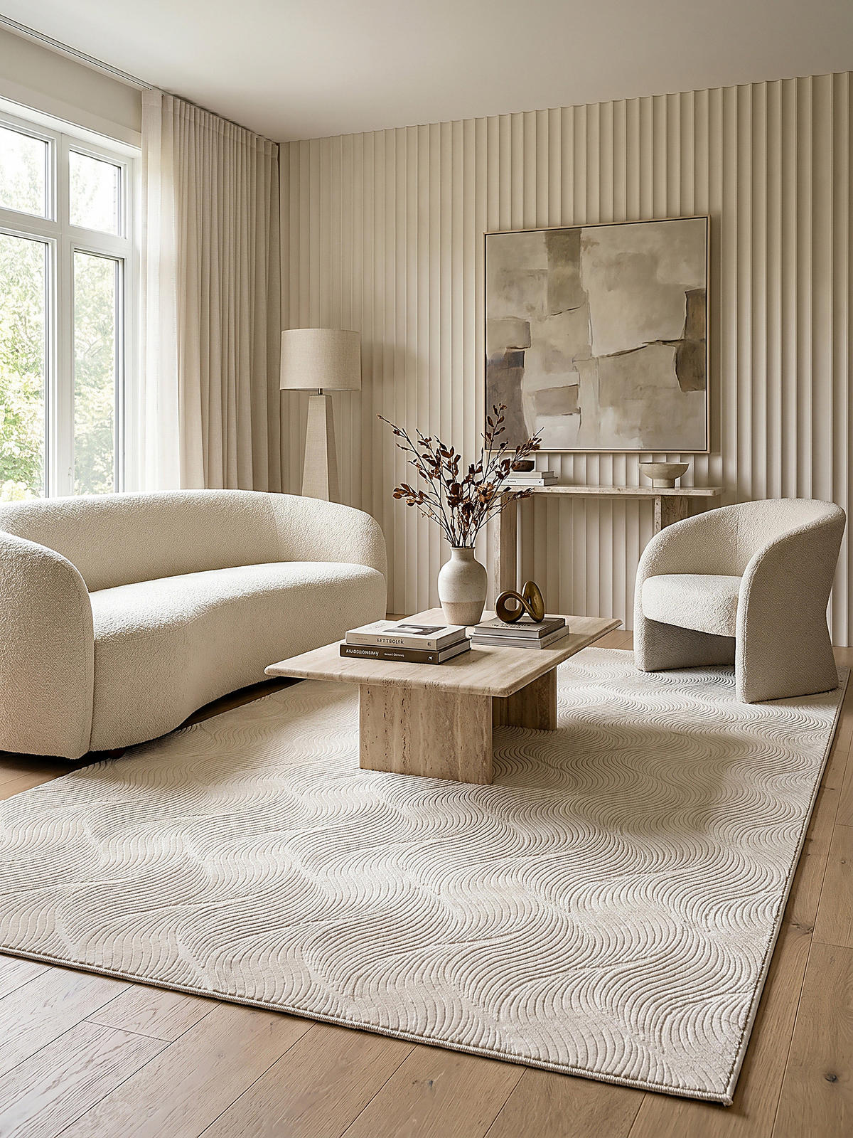 KURZFLORTEPPICH Antirutsch Geometrisch DALAR Polypropylen Creme 140 x 200 cm - Beige, Textil (140/200cm) - KADIMA DESIGN