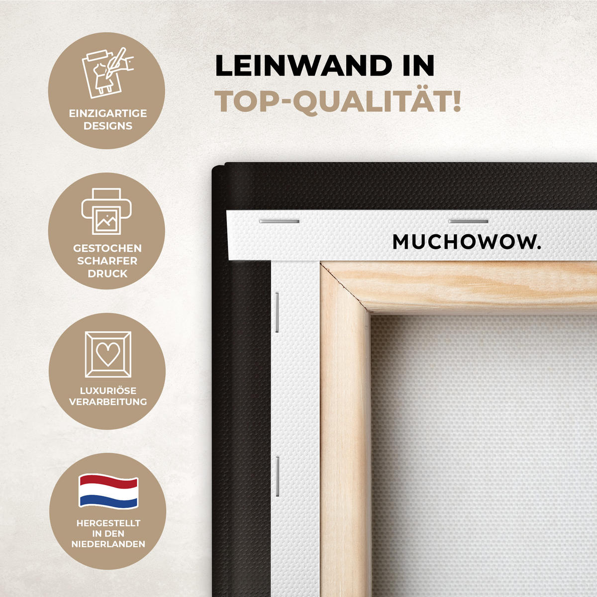 LEINWANDBILD Rotwild - Schwarz - Gold 40x60 cm - Braun, Textil (40/60cm) - MuchoWow