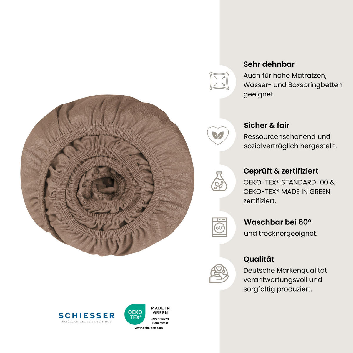 SPANNBETTLAKEN Elli - 97/3 - 100 x 200 cm - Braun - Braun, Textil (100/200cm) - SCHIESSER