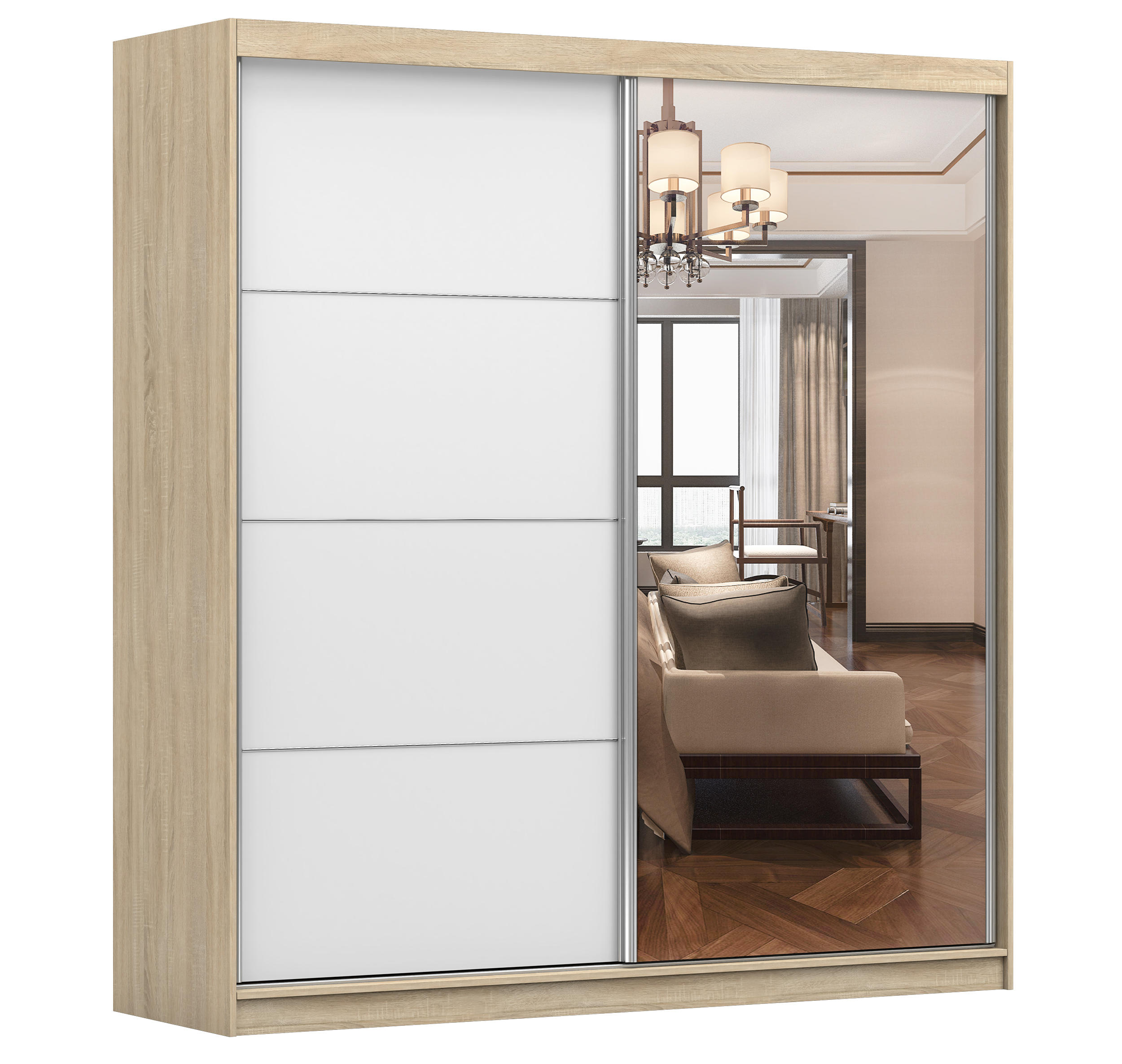 SCHIEBETÜRENSCHRANK - Schrank BEN 42 Sonoma - Sonoma Eiche, Holzwerkstoff (203/218/61cm) - Möblo