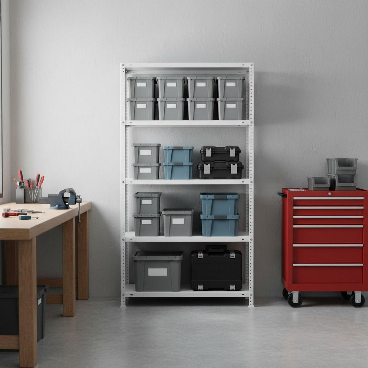 SCHRAUBREGAL PANDA | HxBxT 180x80x30cm | 5 Fachböden | Fachlast 75kg | Weiß - Weiß, Metall (80/180/30cm) - PROREGAL