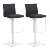 BARHOCKER 2er Set Stoff Dunkelgrau - Dunkelgrau/Weiß, Textil/Metall (42/86/44cm) - CLP