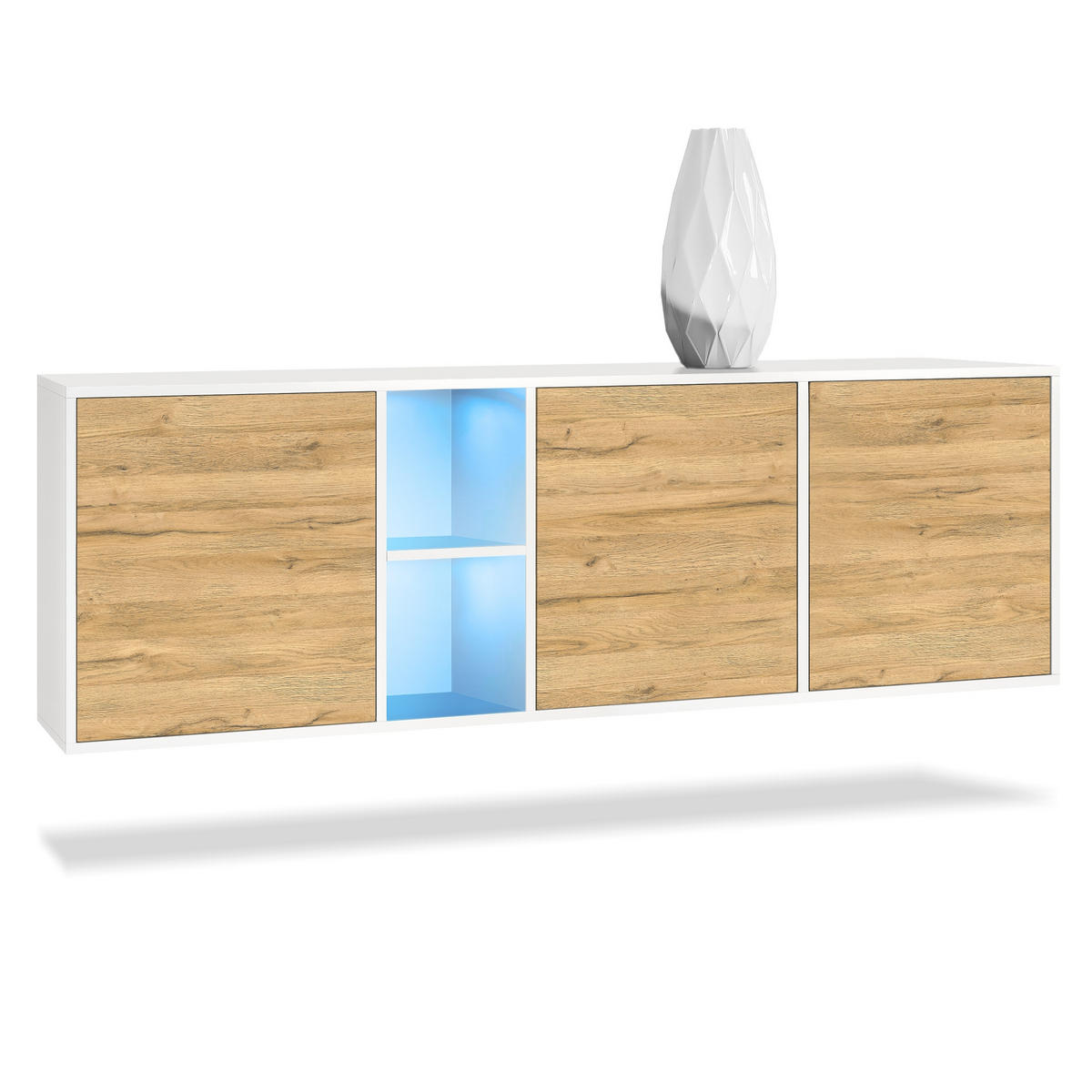 SIDEBOARD Cuba Türen in Eiche Natur - Eichefarben, Holzwerkstoff (182/53/35cm) - Vladon