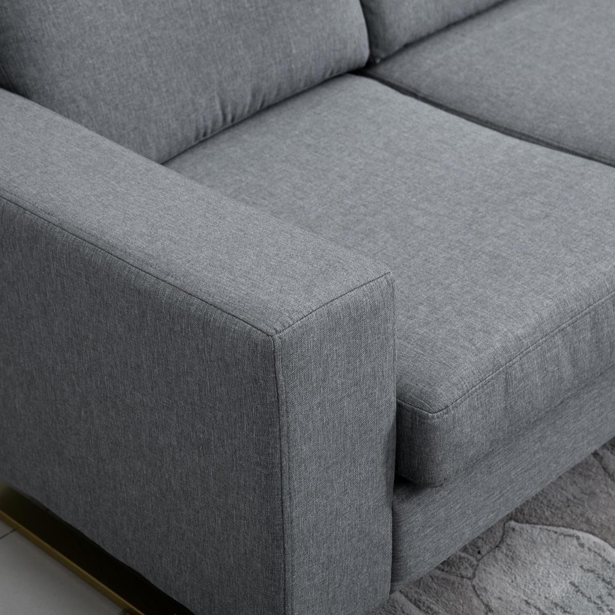 3-SITZER-SOFA aus Holz 200x82x78 cm in Dunkelgrau mit 6 Kissen - Dunkelgrau, Textil (82/78/200cm) - Modfu