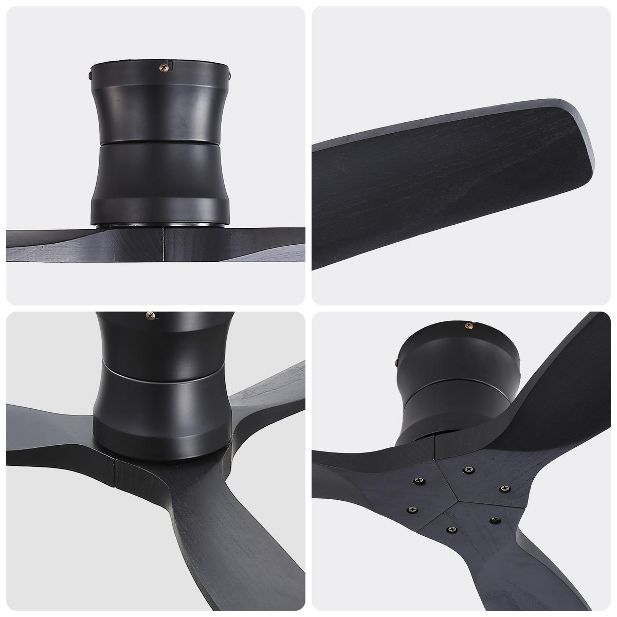 DECKENVENTILATOR 52Zoll Schwarz Ohne Licht Massivholz Flügel Schlafzimmer - Schwarz, Kunststoff (132.08/132.08/28.5cm) - CASIVA