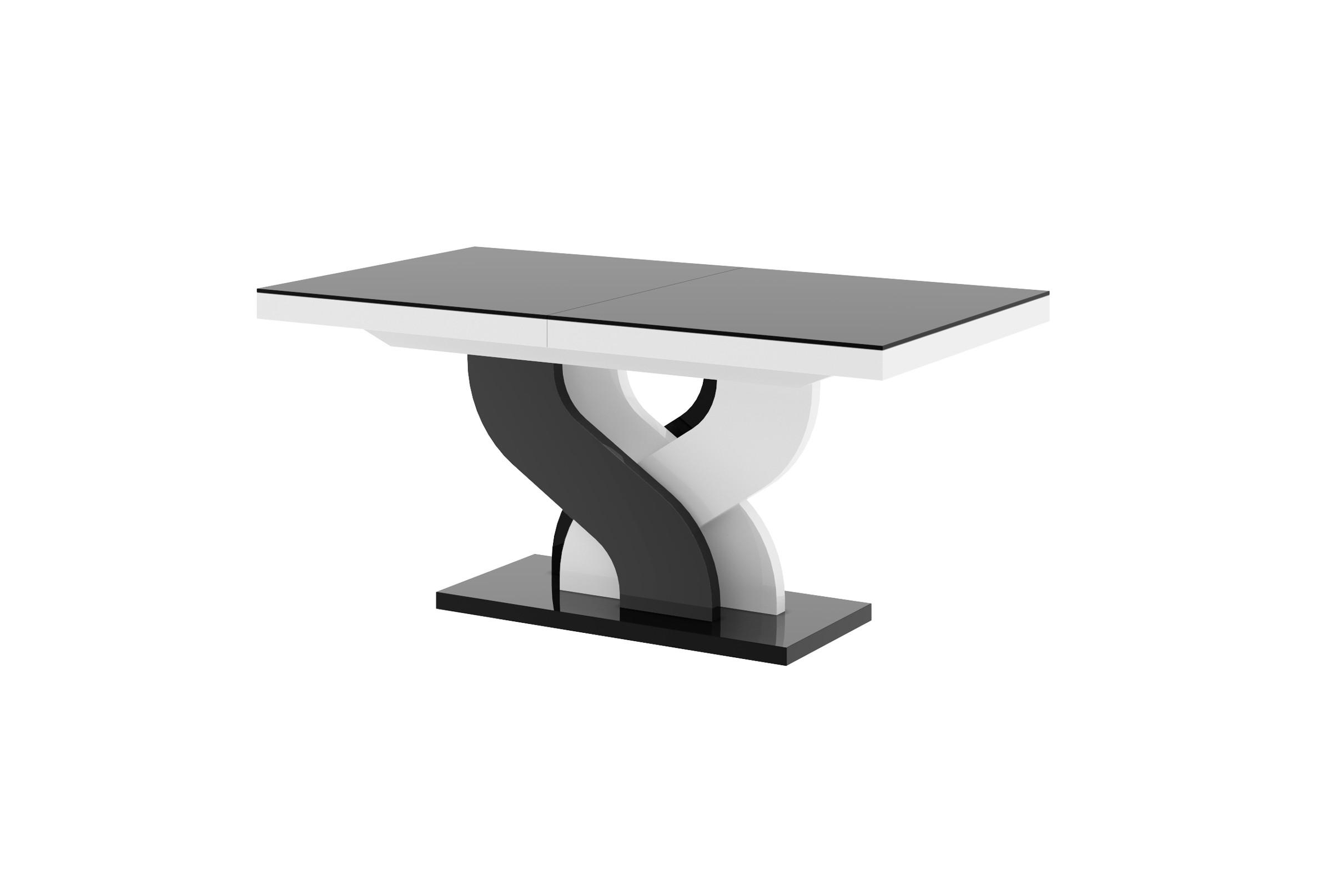 ESSTISCH rechteckig Schwarz - Weiß Hochglanz ausziehbar 160-256 cm - Schwarz Hochglanz/Weiß Hochglanz, Holzwerkstoff (89/160/75cm) - designimpex