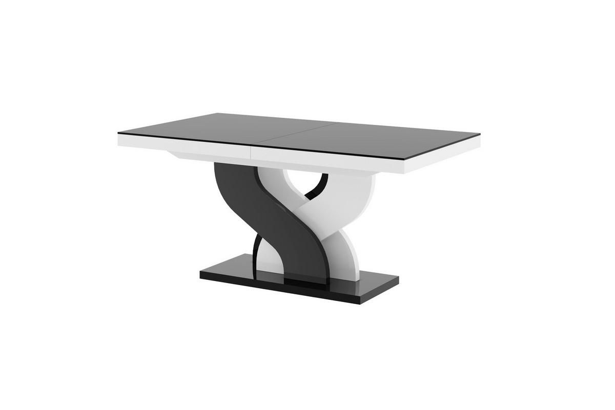ESSTISCH rechteckig Schwarz - Weiß Hochglanz ausziehbar 160-256 cm - Schwarz Hochglanz/Weiß Hochglanz, Holzwerkstoff (89/160/75cm) - designimpex