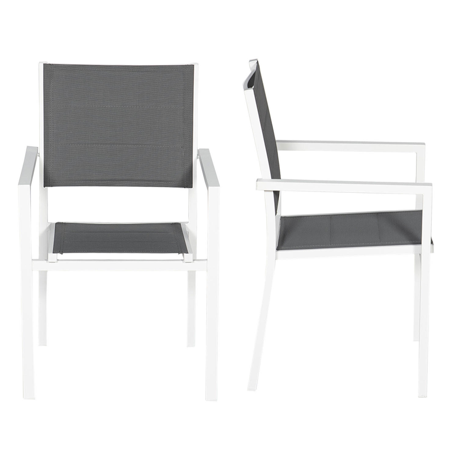 STÜHLE Weiß und Grau 4er-Set - Weiß, Kunststoff (56.5/90/57cm) - Happy Garden
