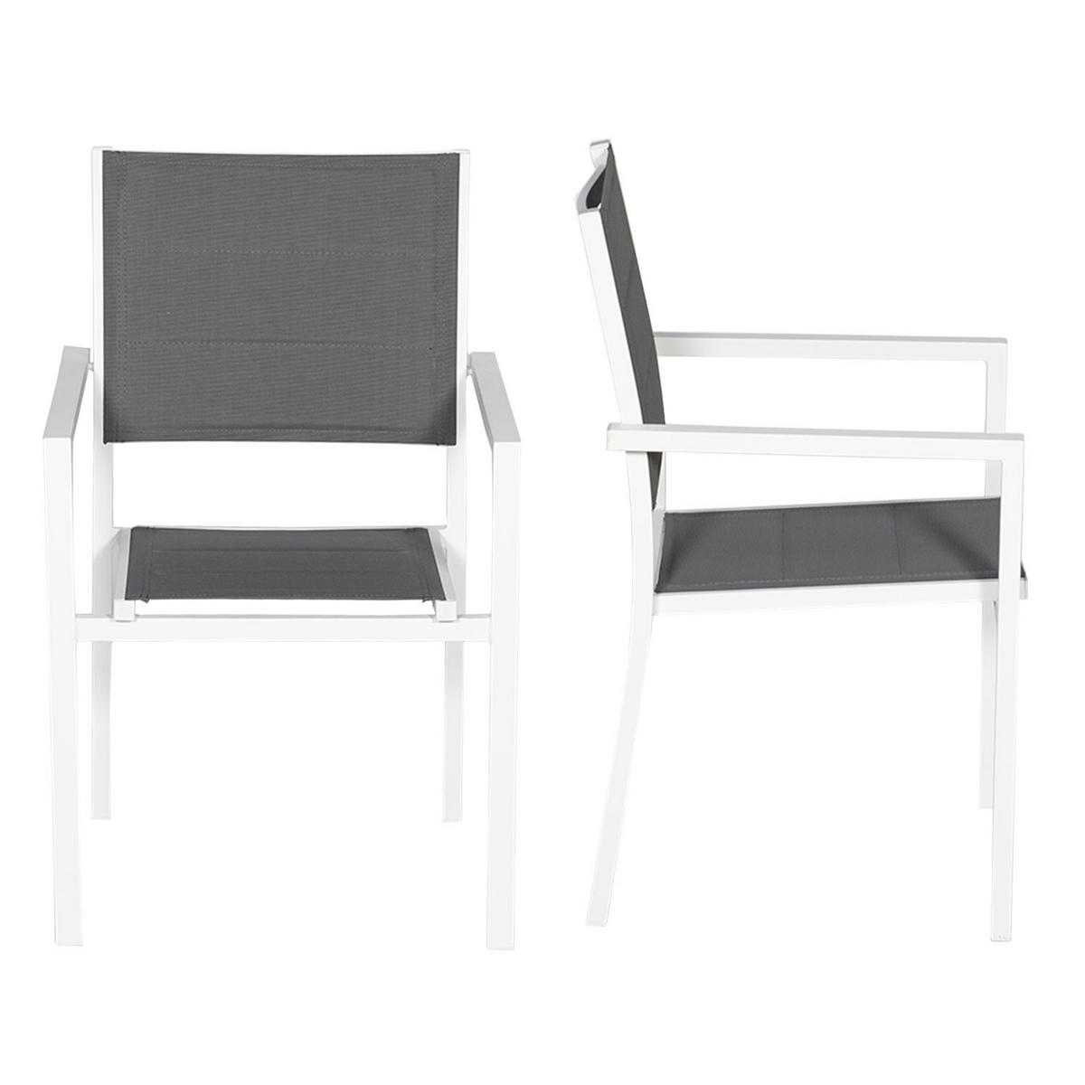 STÜHLE Weiß und grau 6er-Set - Weiß, Kunststoff (56.5/90/57cm) - Happy Garden