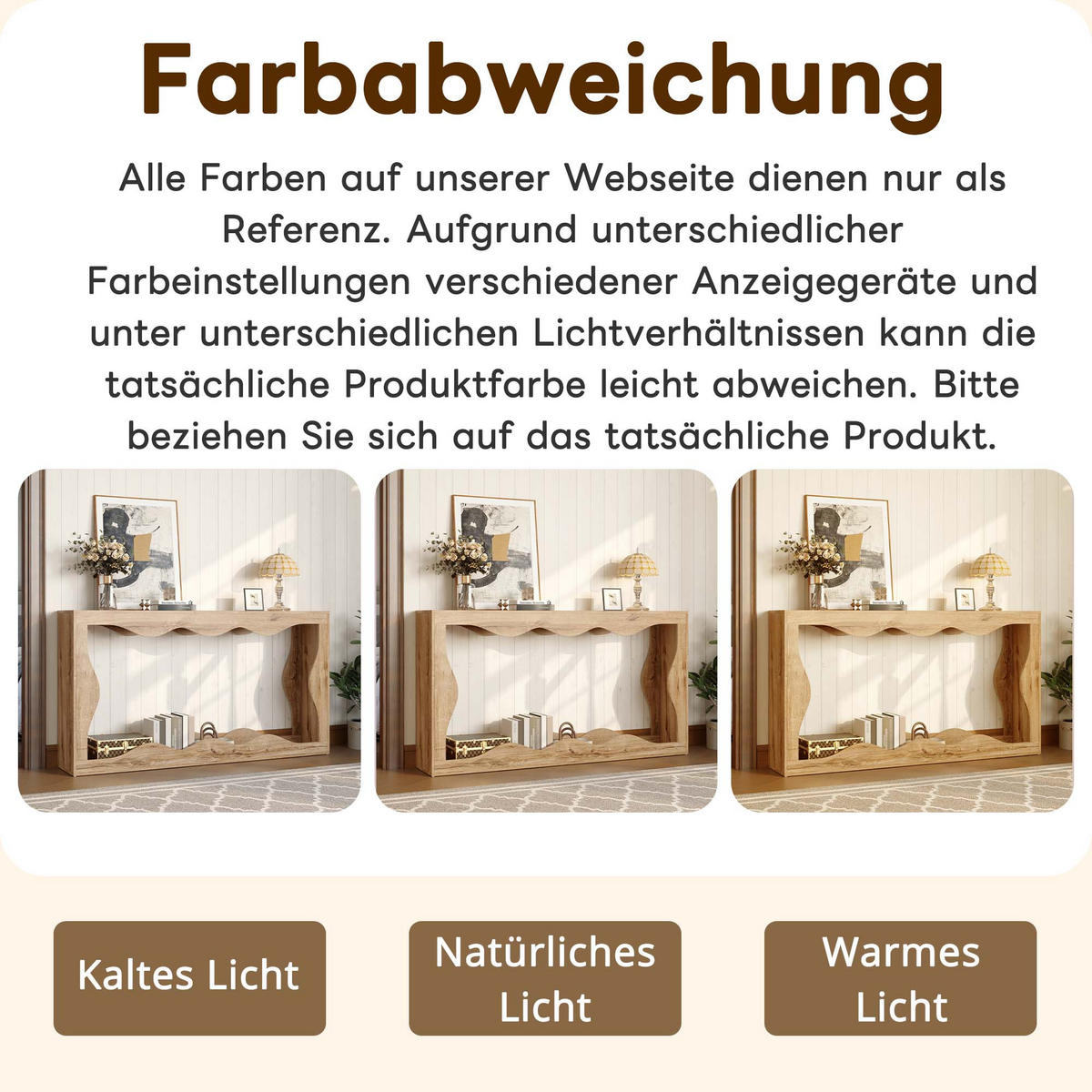 KONSOLENTISCH in Holzoptik Wellenrand Beistelltisch mit Stauraum für Flur, 160,5L/30B/86,5(cm) - Naturfarben, Holzwerkstoff (30/160.5/86.5cm) - STILVORA
