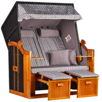 STRANDKORB Ostsee 2-Sitzer PE schwarz - Braun/Grau, Metall (120/160/80cm) - Mr. Deko