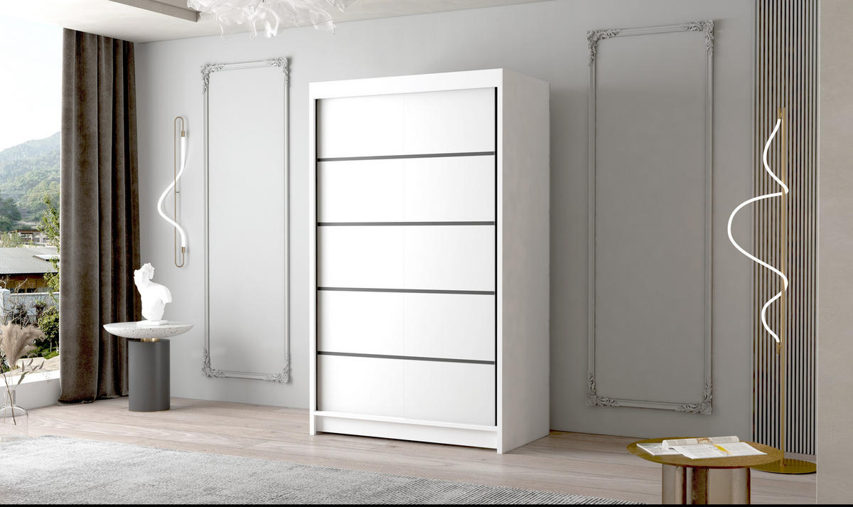 SCHWEBETÜRENSCHRANK Letto IV - 100 cm - Weiß, Holzwerkstoff/Metall (100/200/58cm) - Sofnet