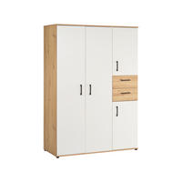 KLEIDERSCHRANK Bente 4-türig Weiß / Artisan Oak - Schwarz/Weiß, Holzwerkstoff/Kunststoff (130/188/54cm) - arthur berndt