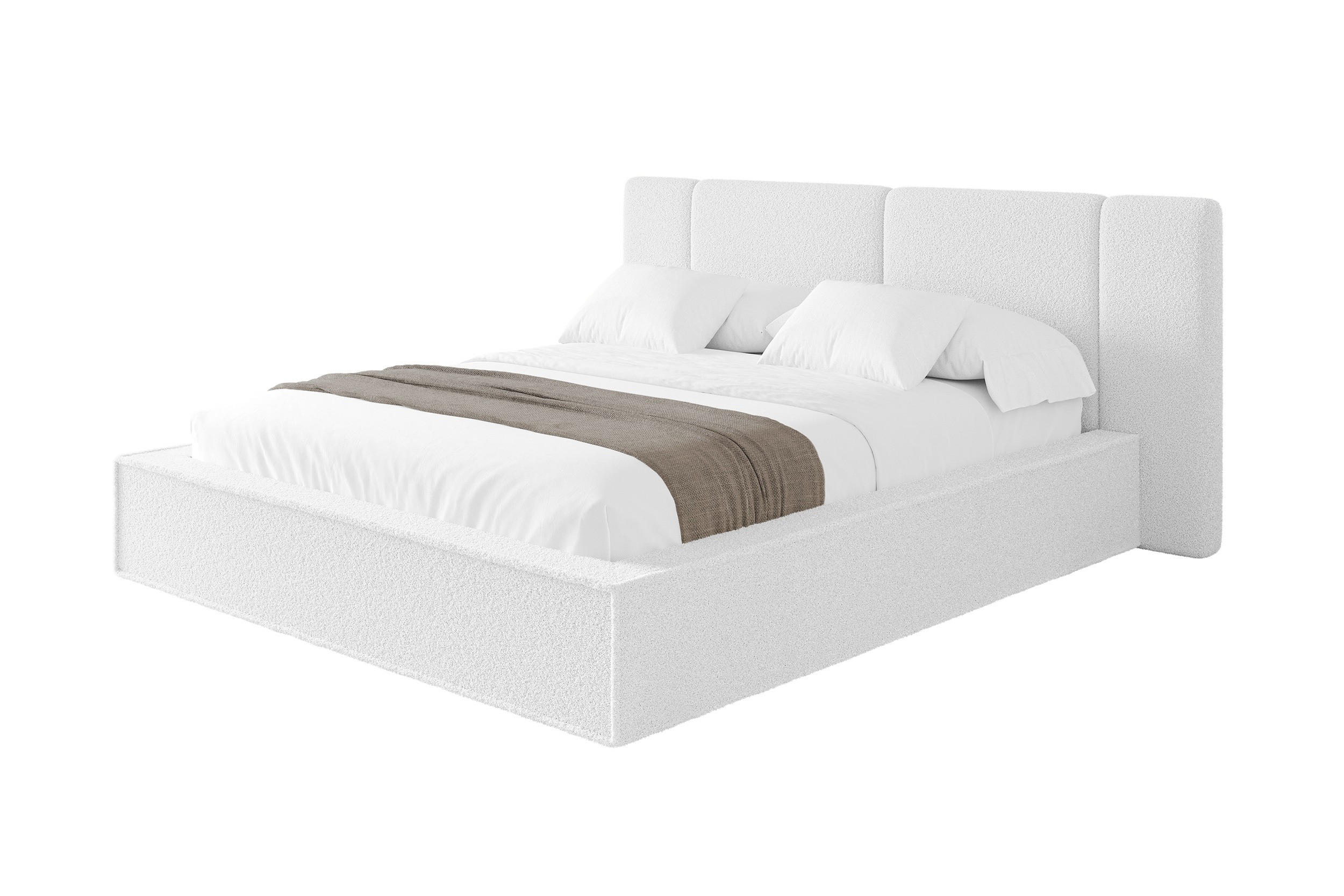 POLSTERBETT mit Bettkasten und Lattenrost, Bett mit Matratze H3/H4 - RIVO 200x200 Weiß - Weiß, Holzwerkstoff/Textil (200/200cm) - ALTDECOR