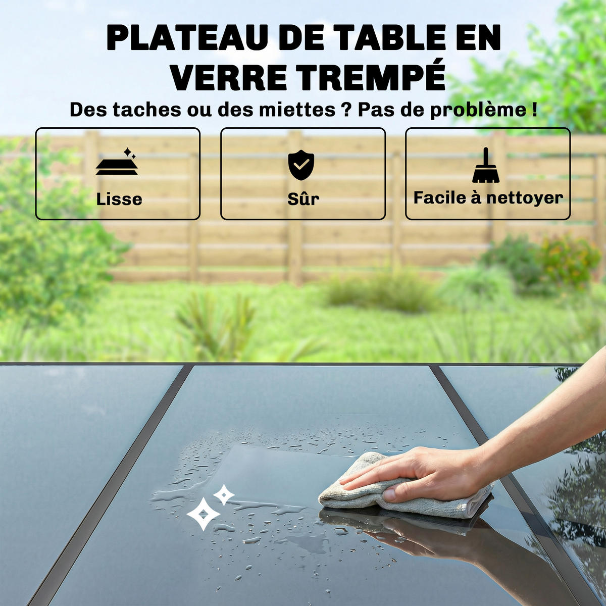 GARTENMÖBELSET 6-teilig,Tisch+stapelbare Textilene-Stühle,schwarz - Schwarz, Metall - Vallsero