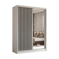 SCHWEBETÜRENSCHRANK LAMELLO 160/216/61 cm 2-türig mit Spiegel Weiß - Weiß, Holzwerkstoff (160/216/61cm) - MASSENO