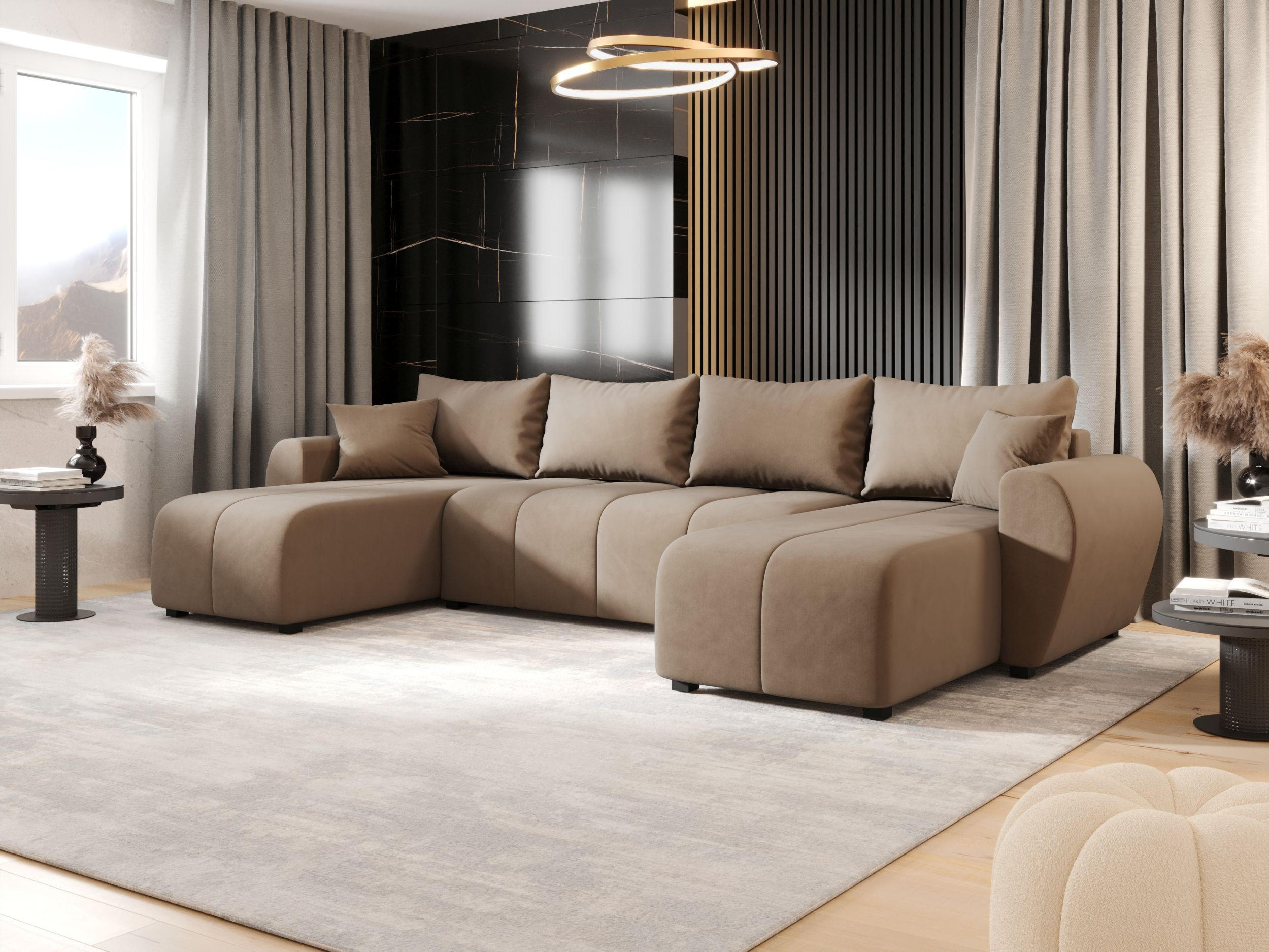 WOHNLANDSCHAFT MOLISA U Itaka 48 mit Schlaffunktion - Braun, Textil (303/82/208cm) - Bedante
