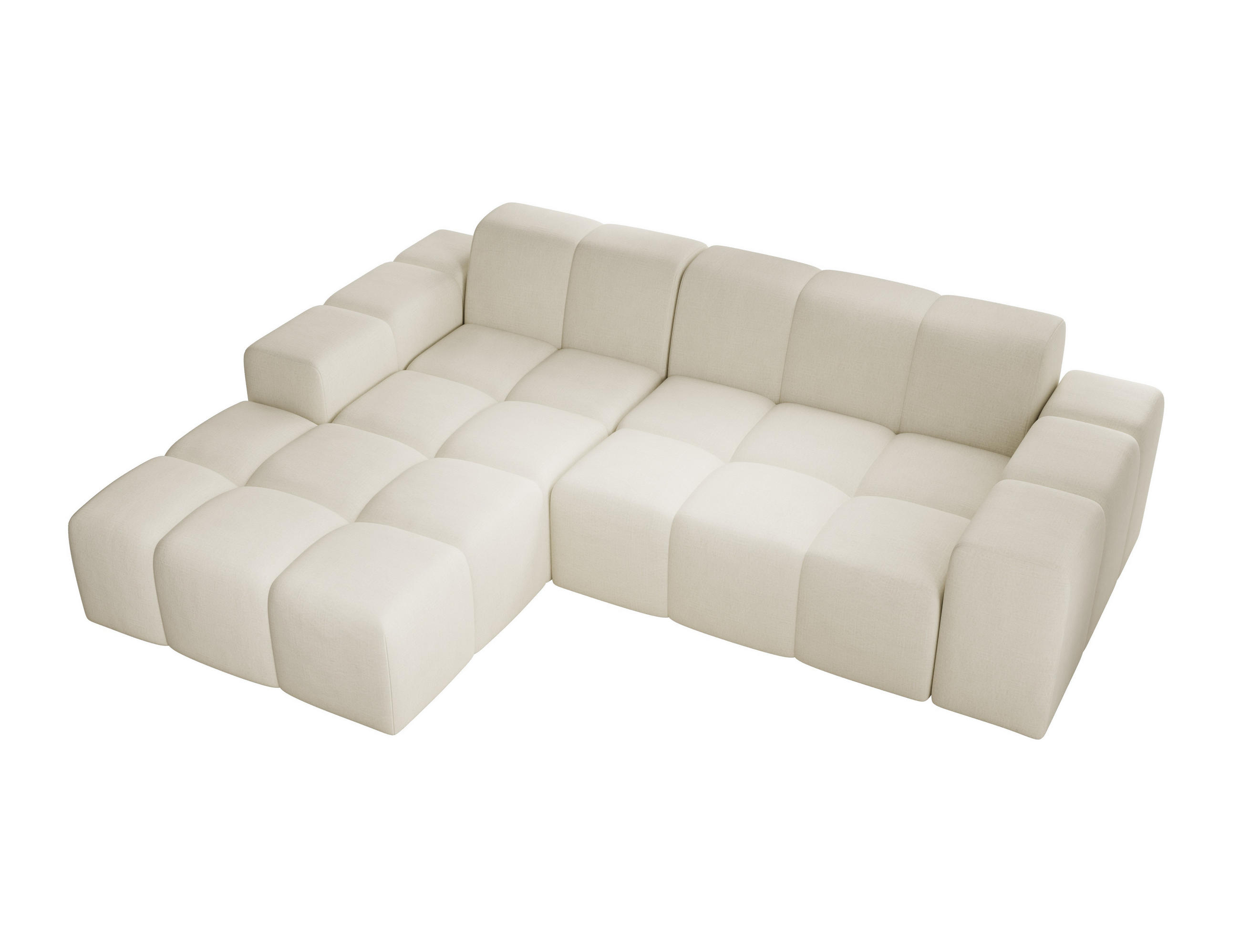 ECKSOFA Fogo ohne Schlaffuktion, L-Form, Sofa Links, Veloursstoff, 245x68x180 cm, Beige - Beige, Holz (180/245cm) - PROMETO Möbel