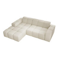 ECKSOFA Fogo ohne Schlaffuktion, L-Form, Sofa Links, Veloursstoff, 245x68x180 cm, Beige - Beige, Holz (180/245cm) - PROMETO Möbel