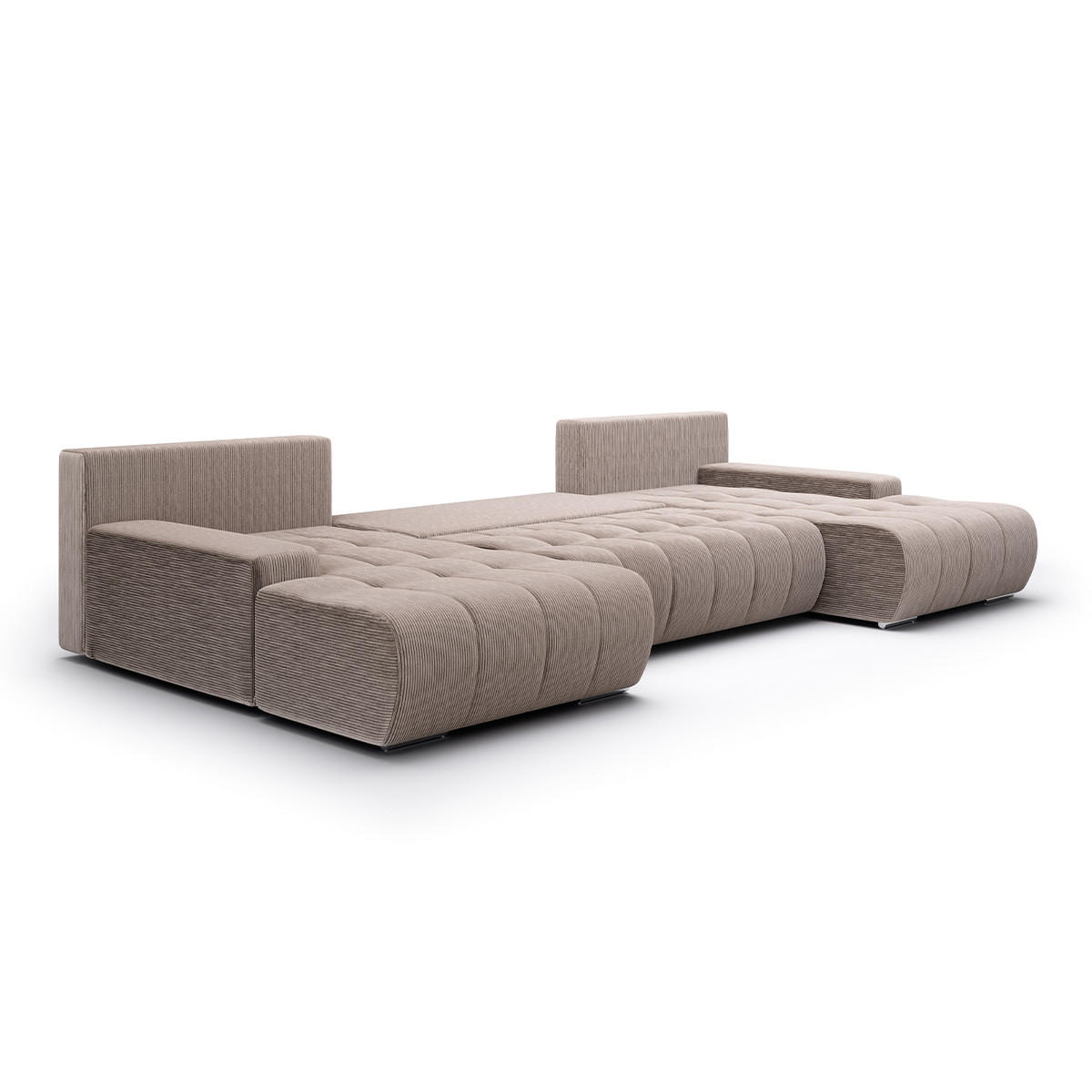 PANORAMASOFA Jonas 5 Sitzplätze Taupe - Taupe, Holz (350/85/185cm) - Petits-meubles