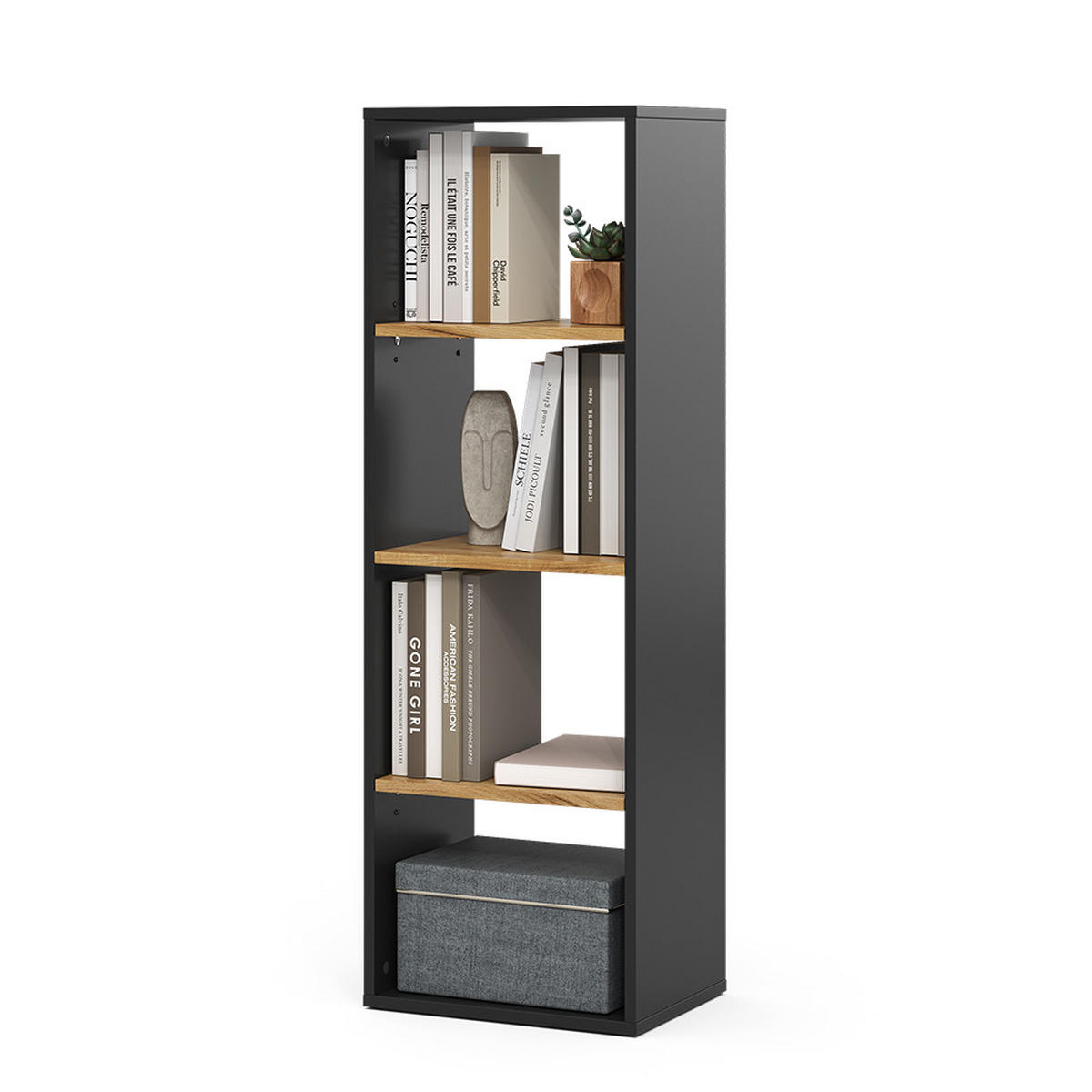 BÜCHERREGAL Tomy Anthrazit/Goldkraft Eiche 40 x 120 cm ,4 Fächer - Honigeiche/Anthrazit, Holzwerkstoff (40/120/30cm) - Vicco