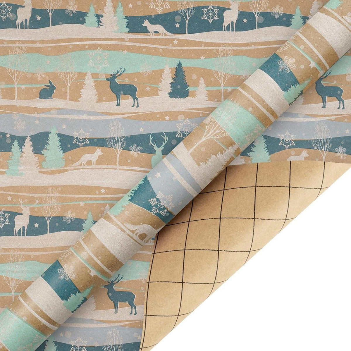 GESCHENKPAPIER 4er Set Kraftpapier Blau 76 x 305 cm - Multicolor, Papier (4/76/15cm)