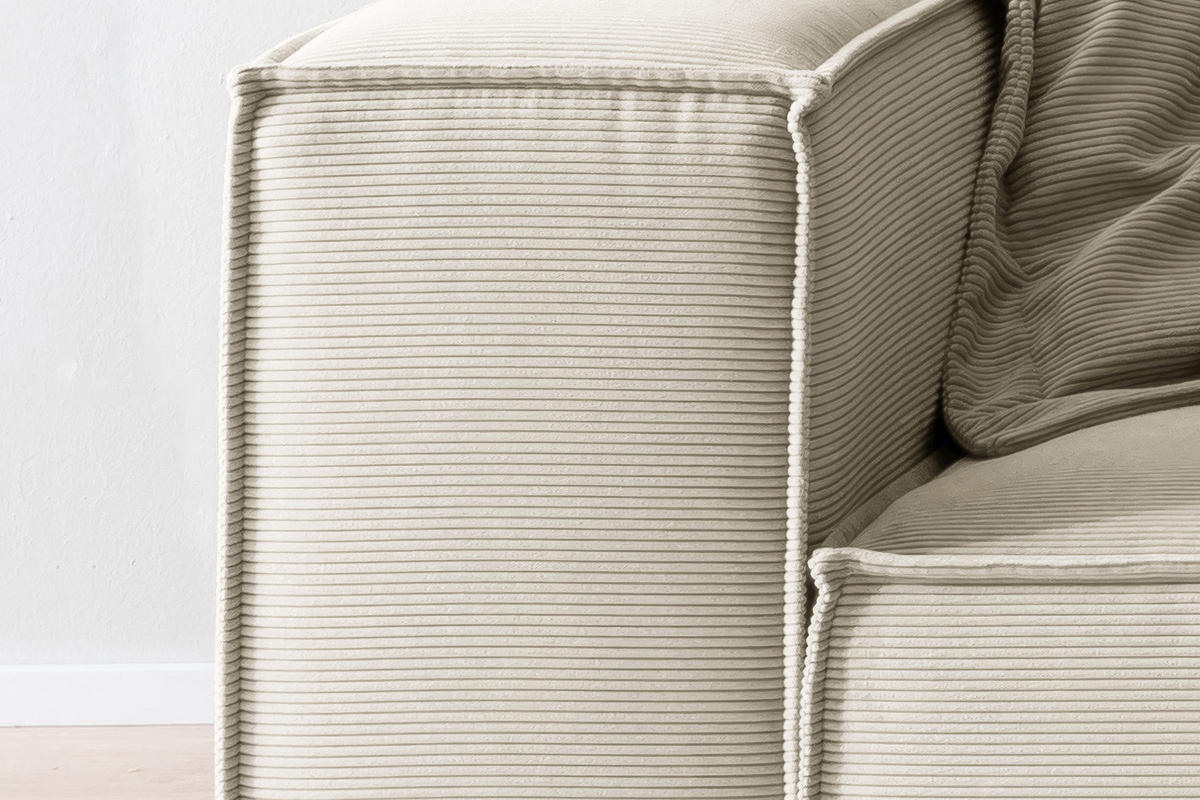 SOFA CARMO Weiß Cord - Schwarz/Weiß, Kunststoff/Textil (306/68/118cm) - KAWOLA