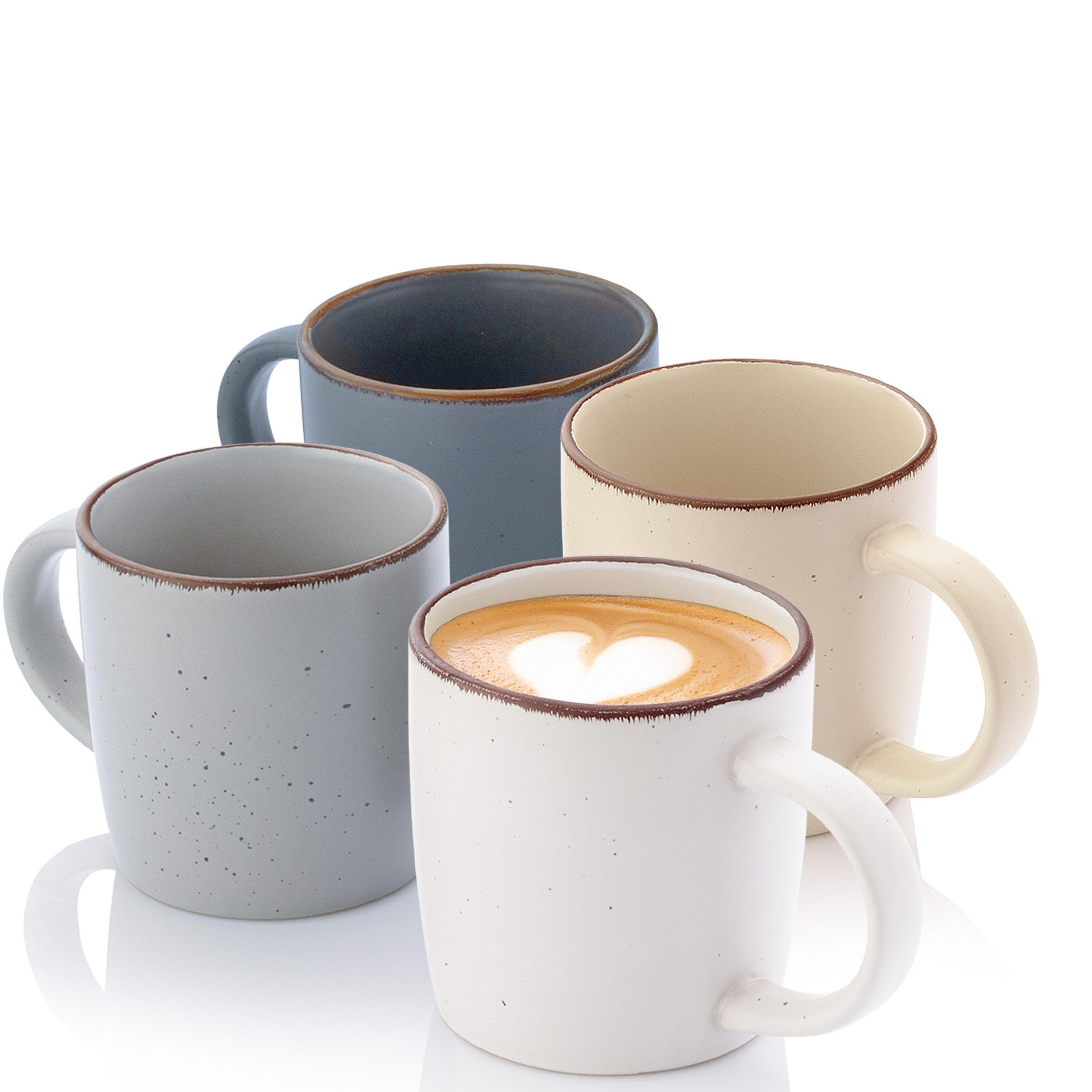 KAFFEEBECHER BOMBAY MOONLIGHT - 4 teilig aus Steingut - Hellgrau/Weiß, Stein (0.8L) - Sänger