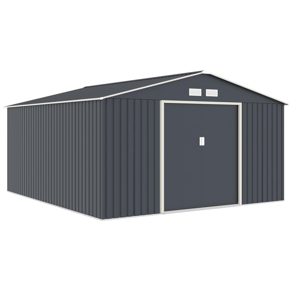 GERÄTEHAUS mit Bodenrahmen Metall S400 Grau - Grau, Metall (341/201/137cm) - HATTORO