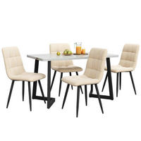 TISCHGRUPPE 5-tlg Rechteckiger Küchentisch 117cm mit 4 Esszimmerstühle Samt Beige - Beige, Metall (74/10/130cm) - Raelunyi