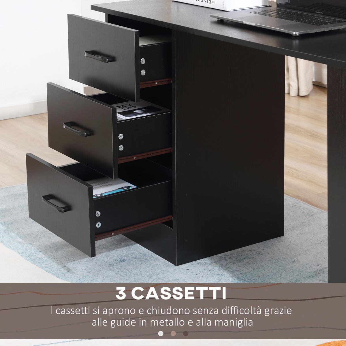 BÜROTISCH Schwarz 1 Stück - Schwarz, Holzwerkstoff (49/120/72cm) - GiPP