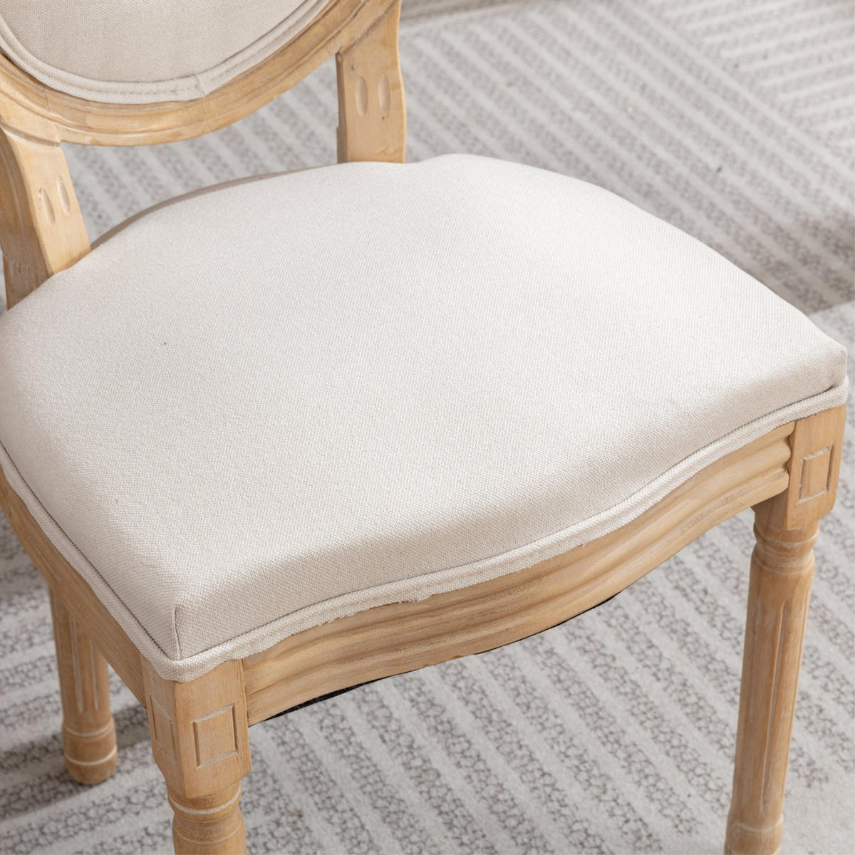 ESSZIMMERSTUHL 2er-Set mit Leinenbezug und Holzrahmen, Beige - Beige, Textil (59.5/95/49cm)