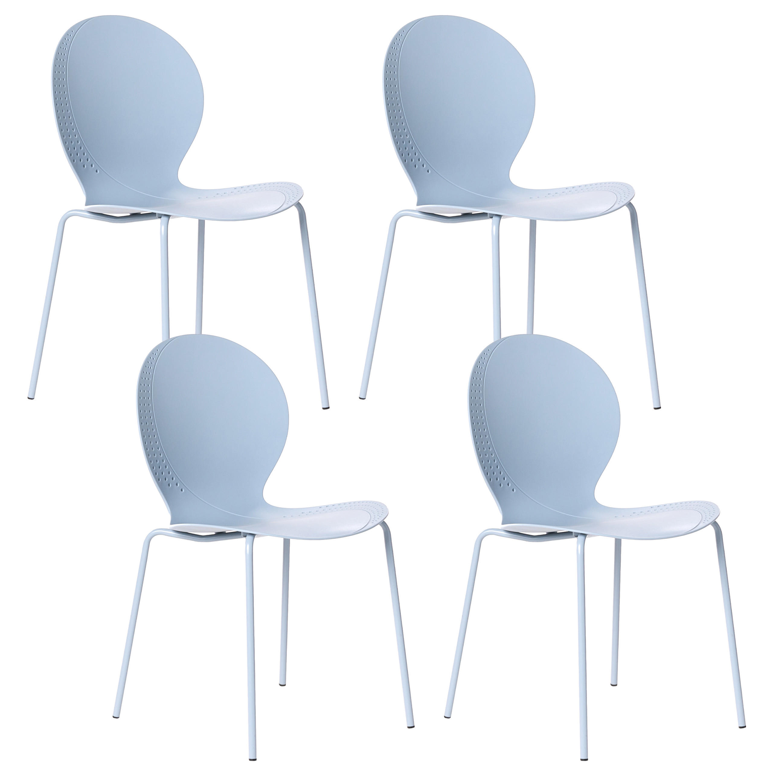 GARTENSTUHL 4er-Set stapelbar Hellblau Milos - Hellblau, Kunststoff (45/80/48cm) - Beliani