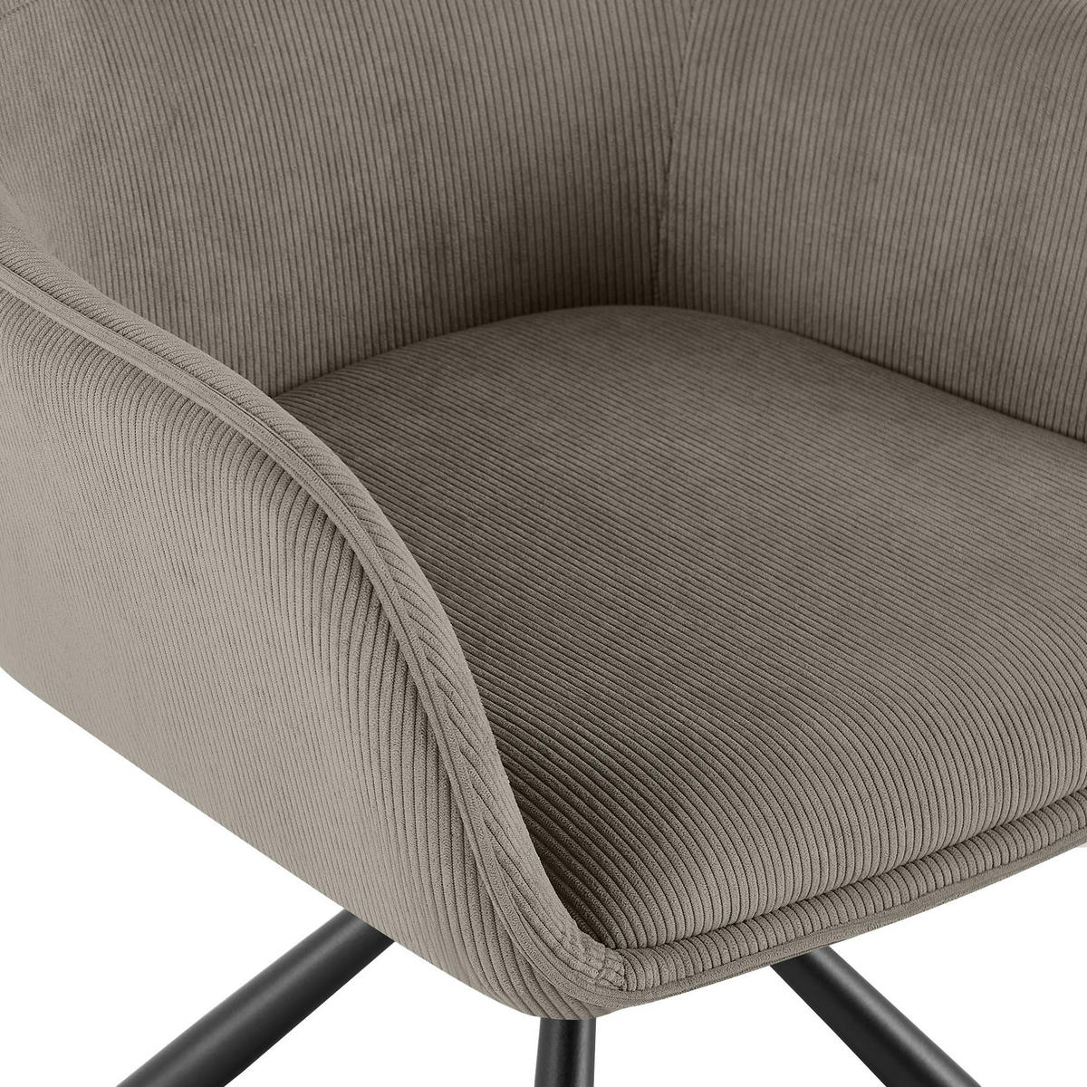 ARMLEHNENSTUHL Cord Taupe - Taupe/Schwarz, Textil/Metall (58/84/59cm) - CLP