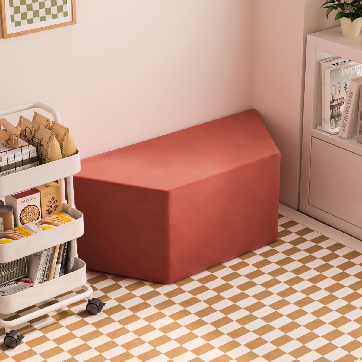 HOCKER Cord Trapez Rotbraun 3er-set - Rotbraun, Textil (45/40/90cm) - Vercart