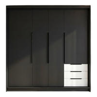 DREHTÜRENSCHRANK KLARI Schwarz Schubladen Weiß 200 cm - Schwarz/Weiß, Holzwerkstoff (200/215/59.5cm) - A&J MöbelLand