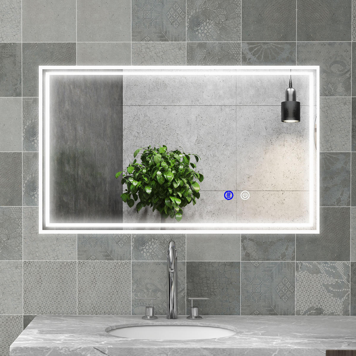 BADEZIMMERSPIEGEL DE-15137 horizontal oder vertikal montierbar Silber - Transparent, Metall (60/4/100cm) - ComfortXL