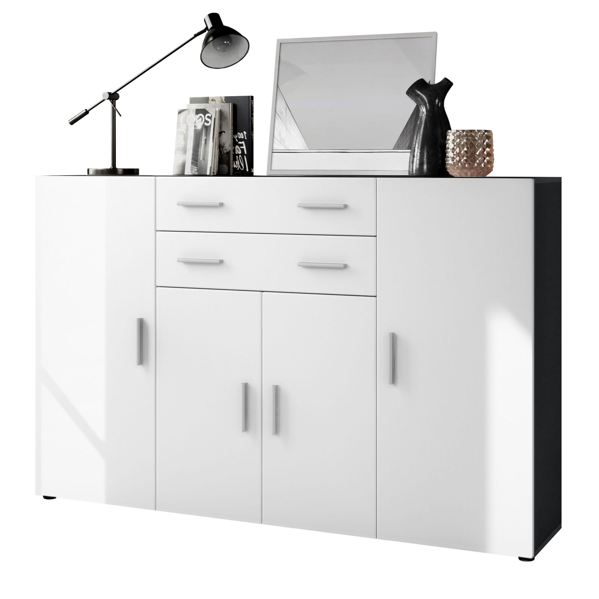 Vladon Highboard Weiß 166.5x106.5x35 cm